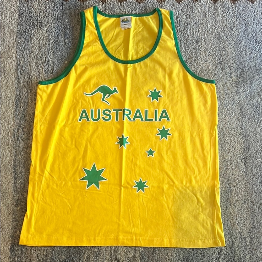 Yellow and Green Australia Tank Top XXL NEW #worldcup